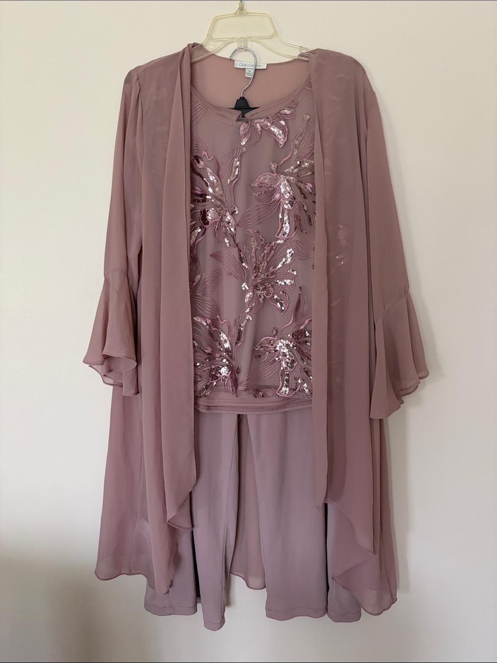 OC by Oleg Cassini Dusty Rose Embellished Women's Dress Set